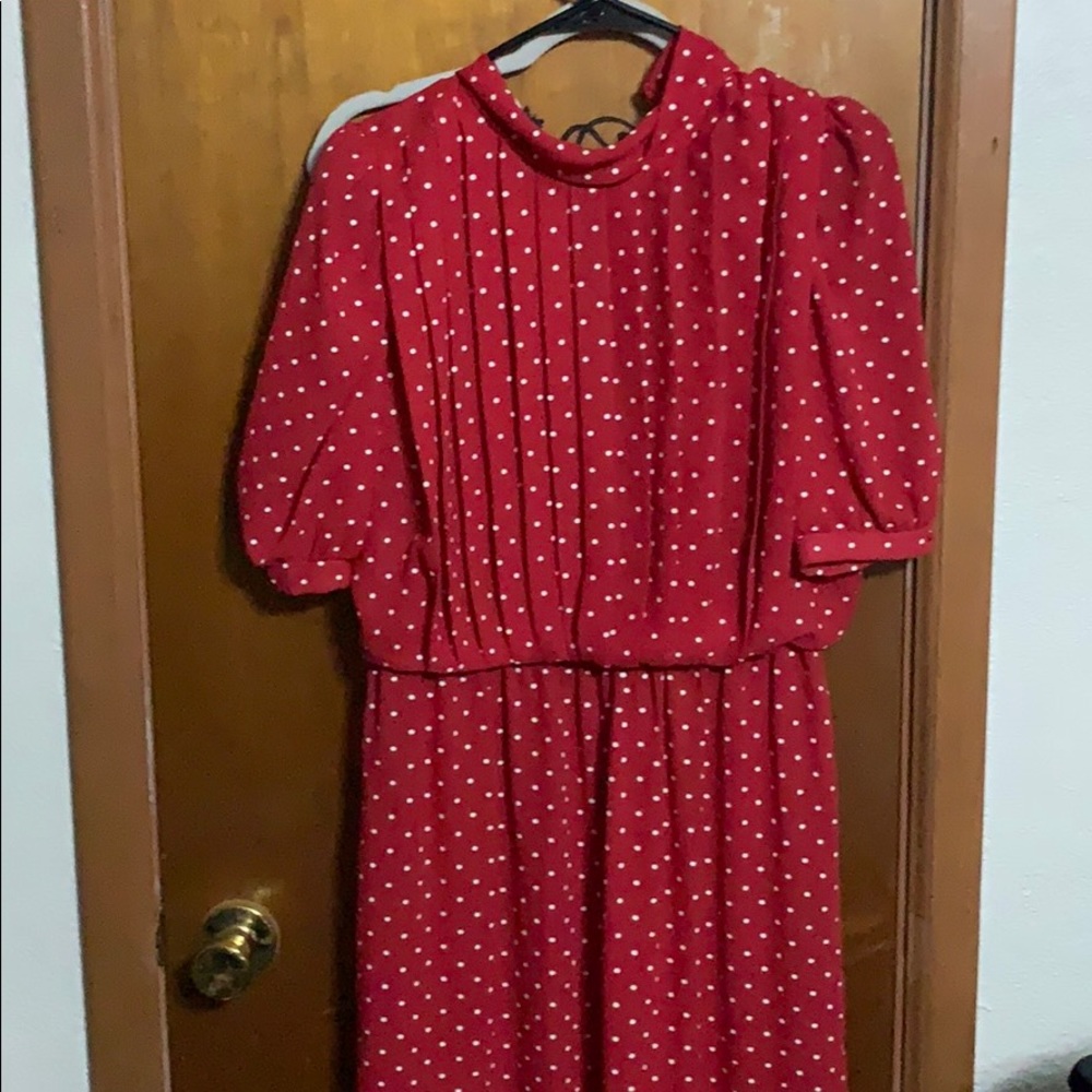 Red and white polka dot vintage dress